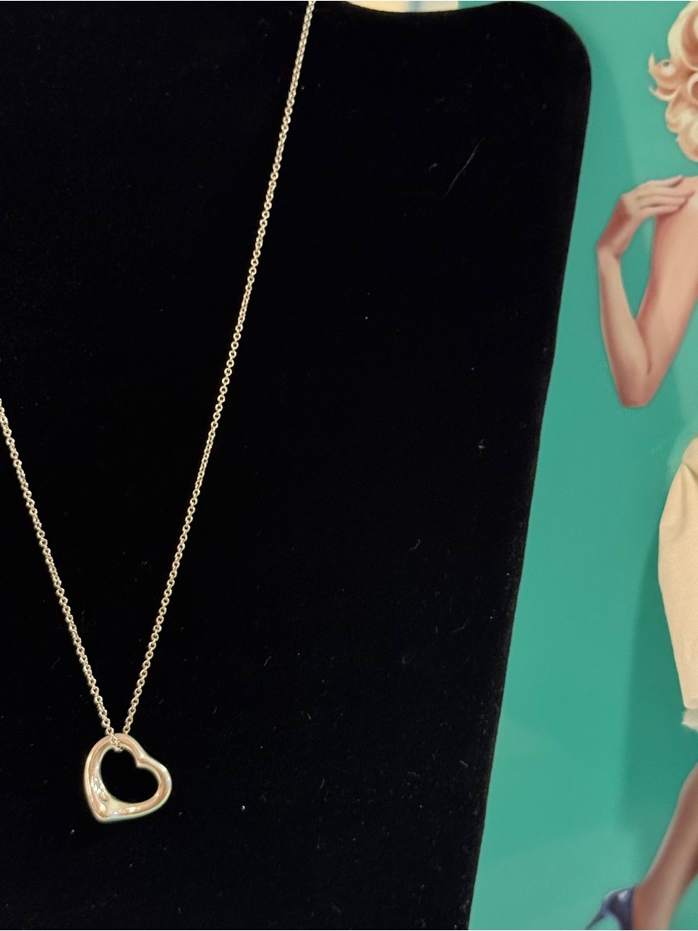 Tiffany & Co. Open Heart Pendant Necklace in steering silver . W /pouch , box .